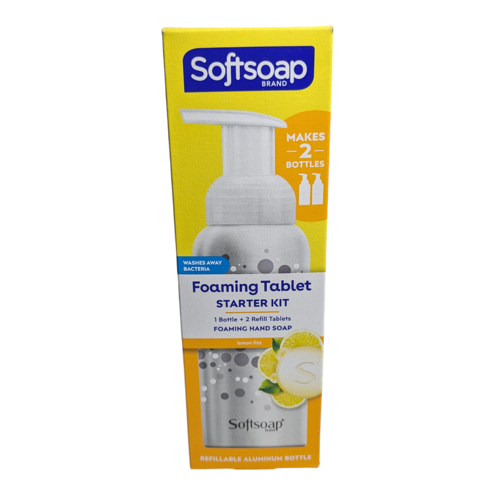 SoftSoap - Foaming Hand Soap - Starter Kit -1 bottle 2 refill tabs -Lemon Fizz